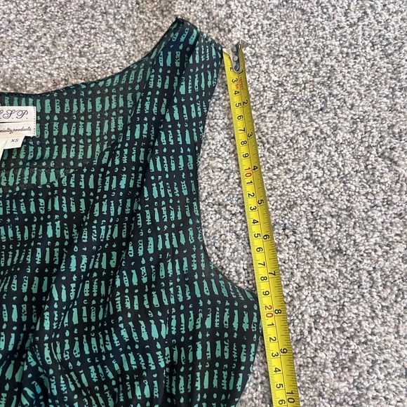 100% Silk MSSP Green/Black Sleeveless Mini Dress With Wide Elastic Waistband XS - Picture 5 of 7